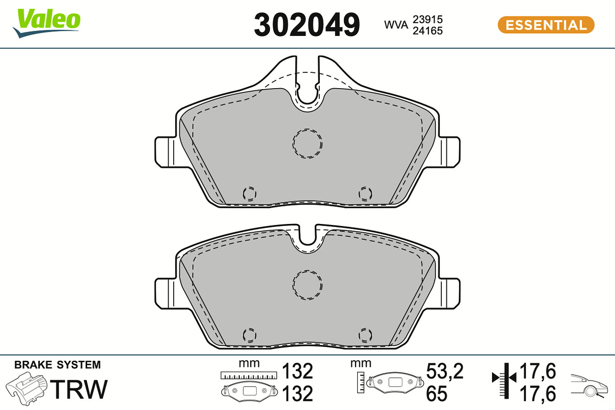 Jeu de 4 plaquettes de frein VALEO ref. 302049